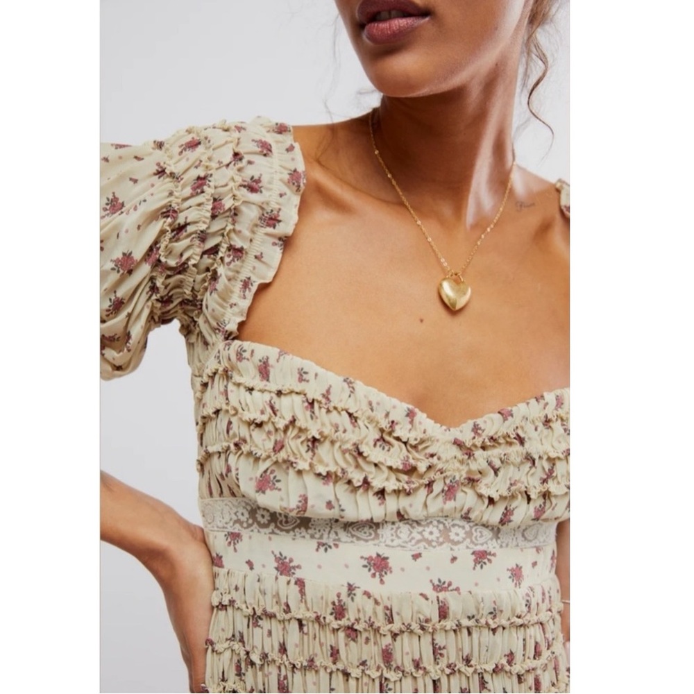 Free People Dainty Cottage Ethereal Bali Juniper Midi Dress 6 Lace Cream Floral - Picture 2 of 16